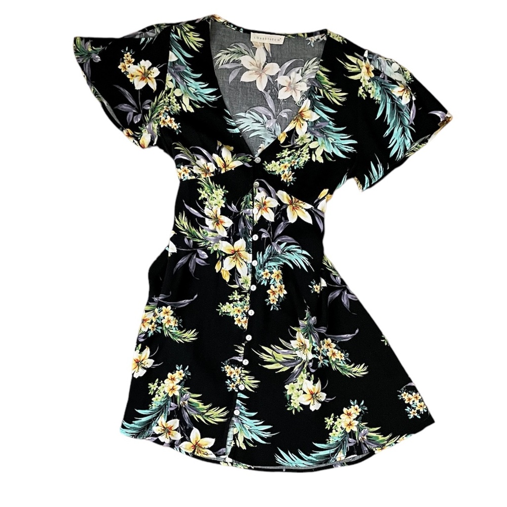 Lovestitch Floral Dress with split sleeves- Size small EUC